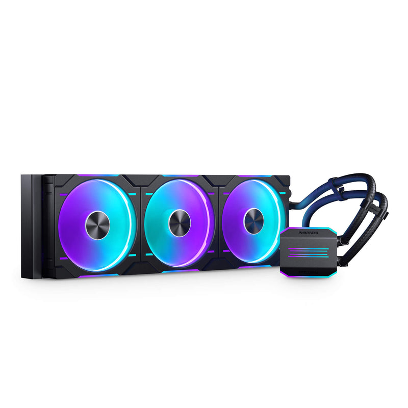 Phanteks Glacier One 420D30 Premium DRGB All in One Liquid CPU Cooler Black, 3x D30 140mm PWM D-RGB Fans, Support Intel Core 14th Gen