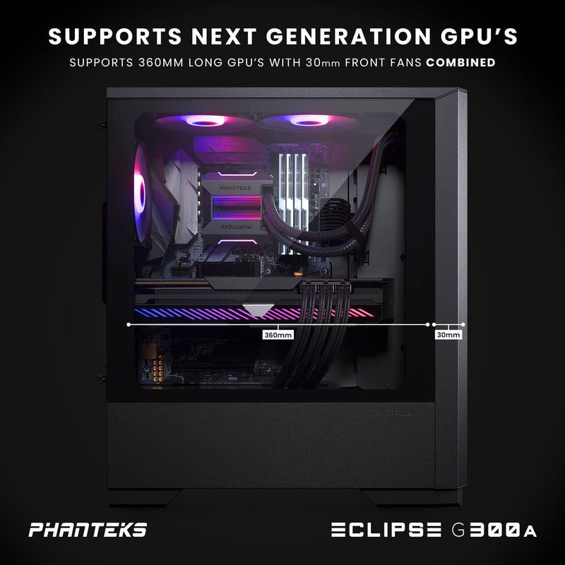 Phanteks Eclipse G300A Ultra-fine Performance Mesh, Mid-tower case, D-RGB fan, Tempered Glass, Black