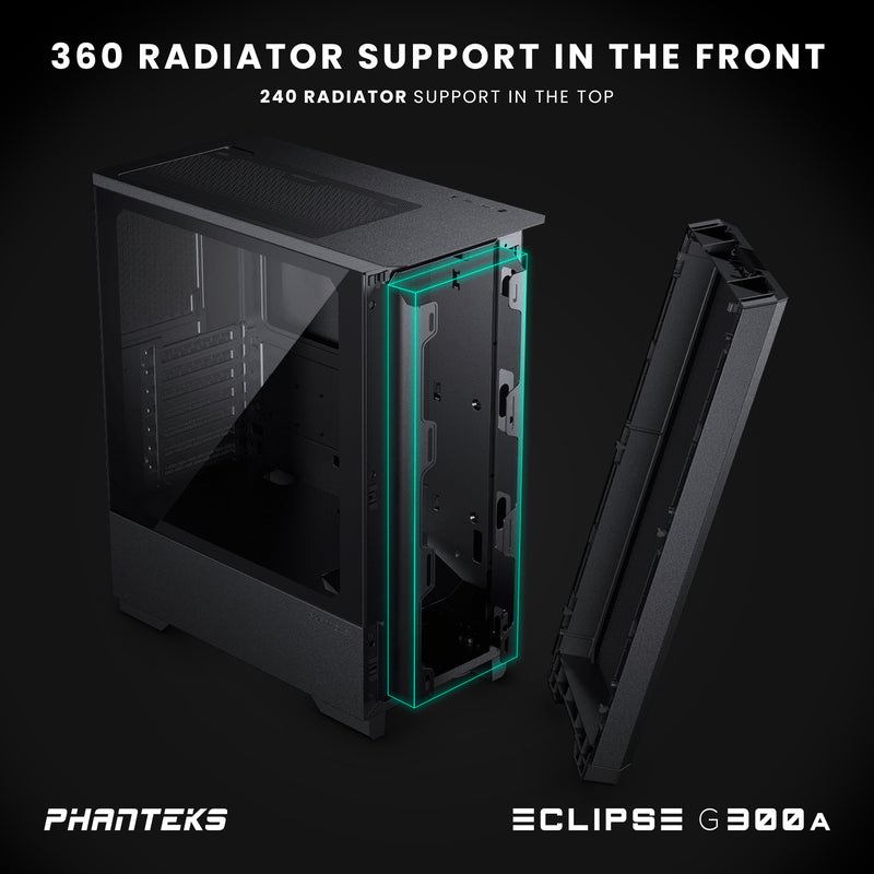 Phanteks Eclipse G300A Ultra-fine Performance Mesh, Mid-tower case, D-RGB fan, Tempered Glass, Black