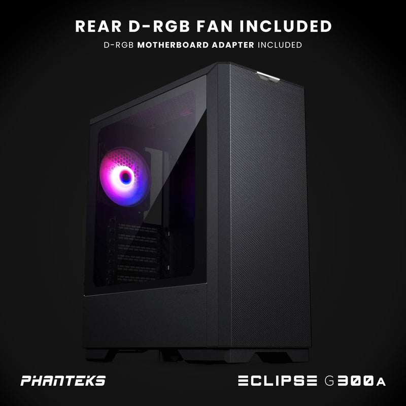 Phanteks Eclipse G300A Ultra-fine Performance Mesh, Mid-tower case, D-RGB fan, Tempered Glass, Black