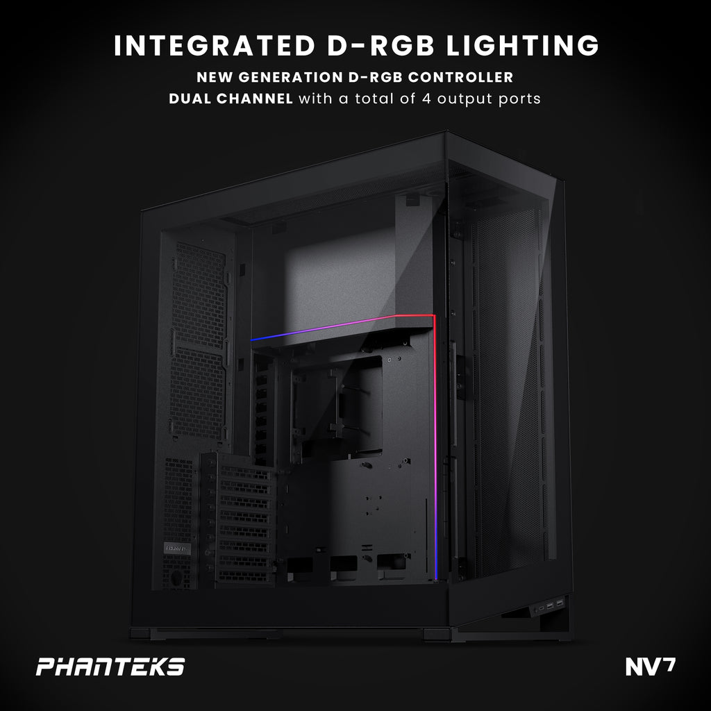 Phanteks NV7, Showcase Full-Tower Chassis, High Airflow Performance,  Integrated D/A-RGB Lighting, Seamless Tempered Glass Design, 12 Fan  Positions, Matte White 