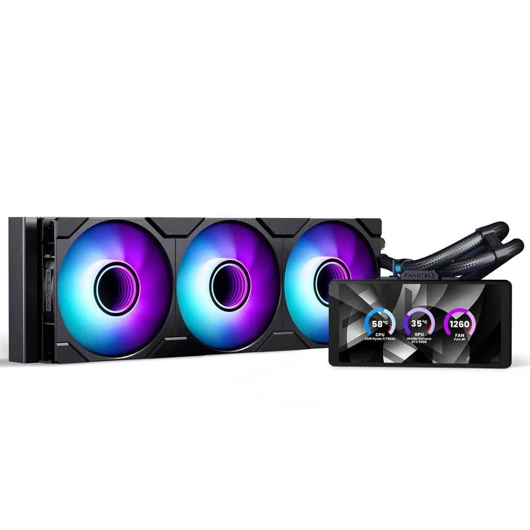 Phanteks Glacier One 360M25G2-LCD All in One Liquid CPU Cooler, Black