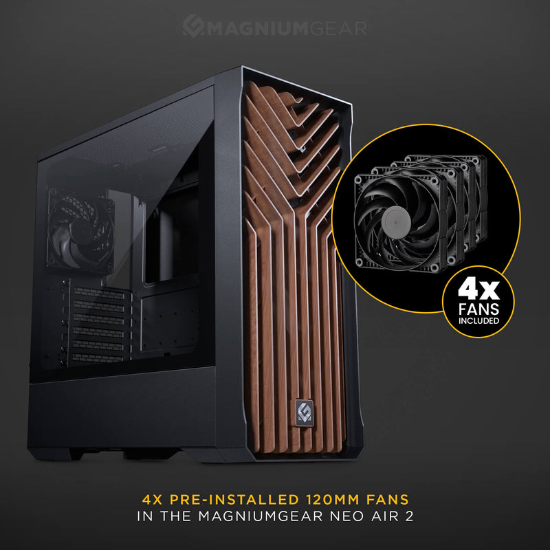 MagniumGear Neo Air 2 ATX Mid-tower, High Airflow Wood Texture Front Panel design, Black 