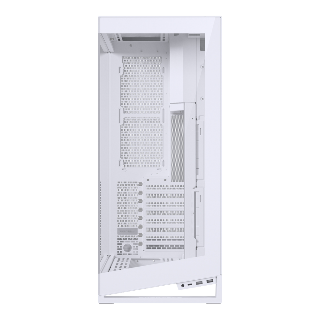 White NV7 front view empty case, tempered glass