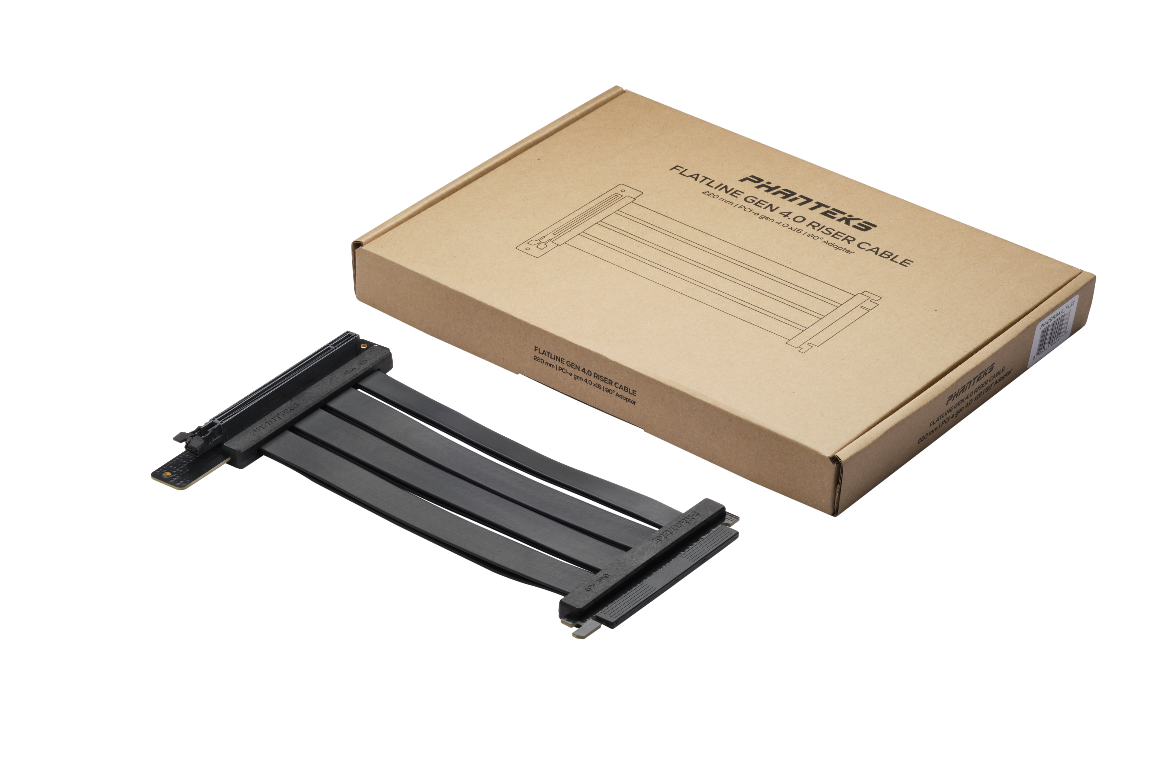 Phanteks Flat Line 220mm PCI-E 4.0 x16 Riser Cable 90 - Black