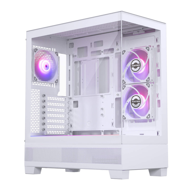 Phanteks XT View, Mid-Tower Gaming Chassis, Tempered Glass Front and Side Window, USB-C 3.2 Gen2, 3x M25-120 D-RGB fans included, White