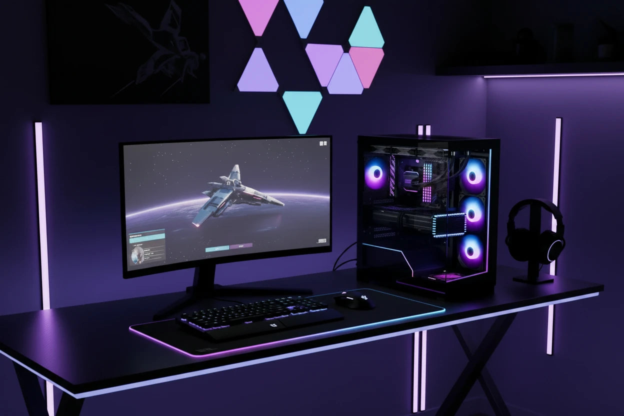 phanteks nv5s gaming pc case, pc setup, rgb