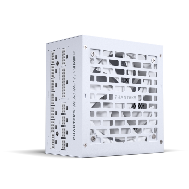 phanteks amp gh power supply 1000w white atx3.1 pcie5.1, modular, fan view