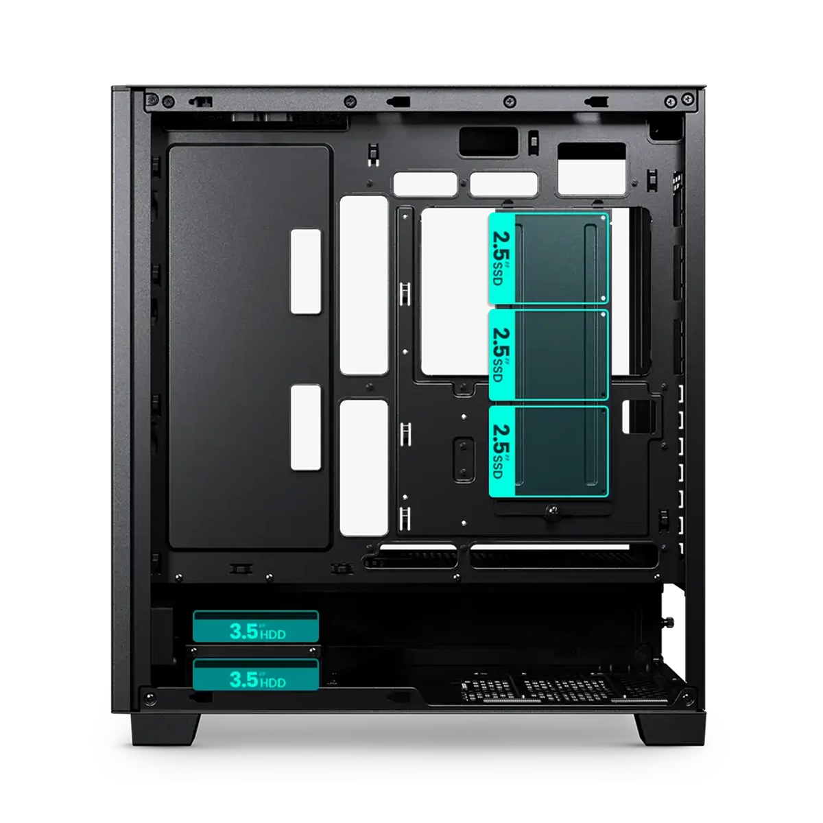 phanteks xt pro ultra black, storage, 2.5ssd, 3.5hdd, capacity